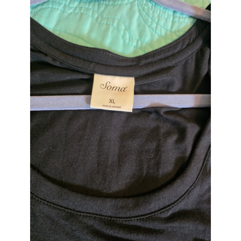 Soma Black Maxi Dress Short Sleeve Pocket Rayon Stretch XL Lounge Gown - Picture 3 of 11